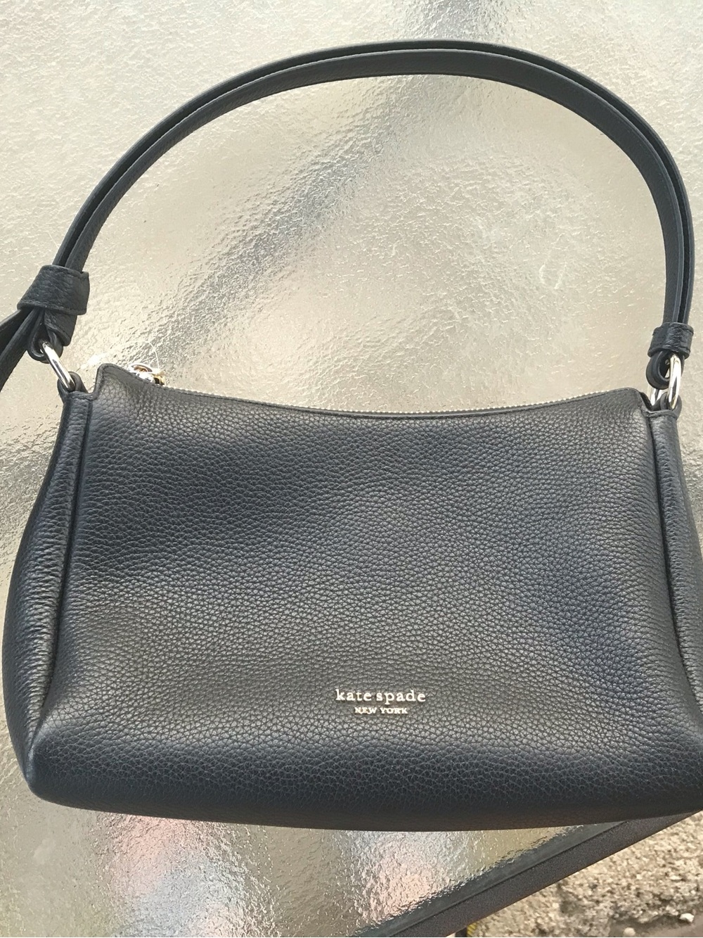 kate spade Black Pebbled Leather Shoulder Hobo Bag